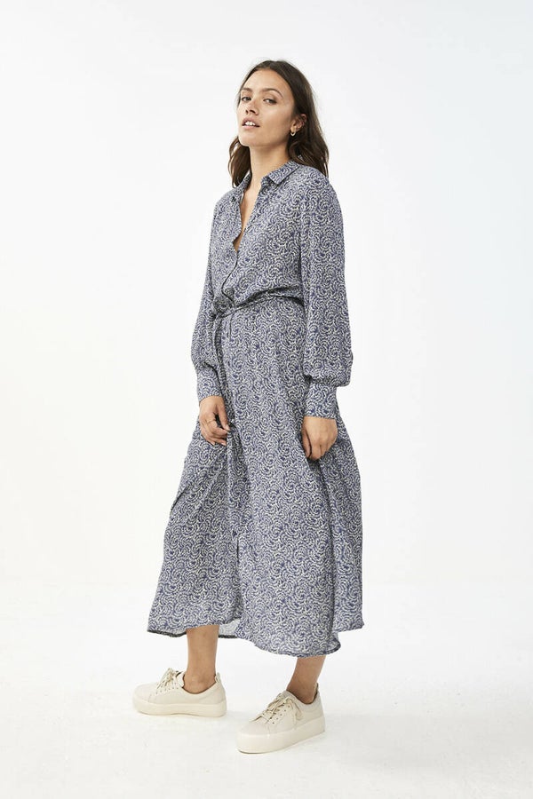 lange hemdsjurk met botanische print