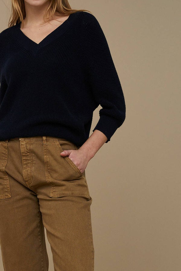 stoere bruine katoenen broek