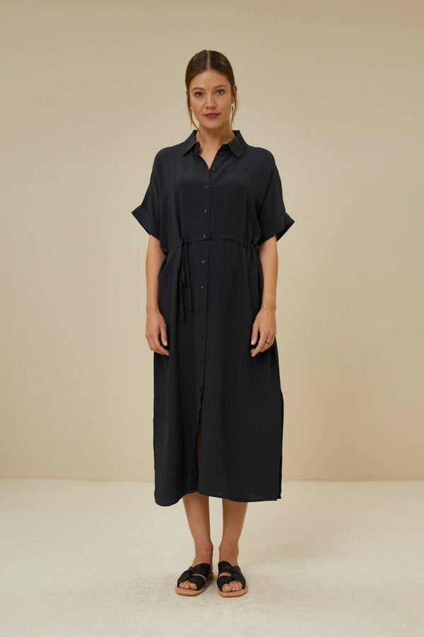 antracietkleurige hemdsjurk