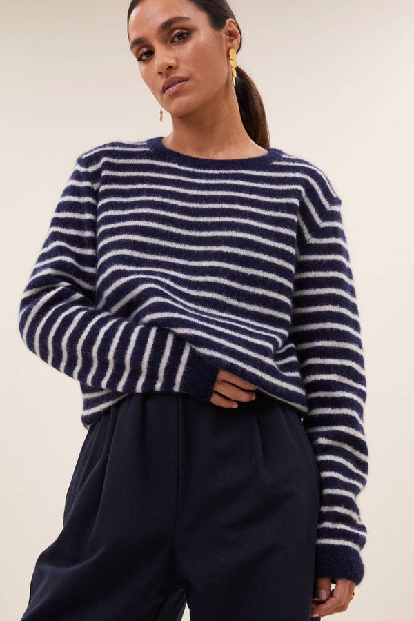 Donkerblauwe strepentrui