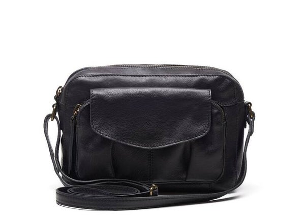 superhandig all-in-one zwart lederen crossover tasje