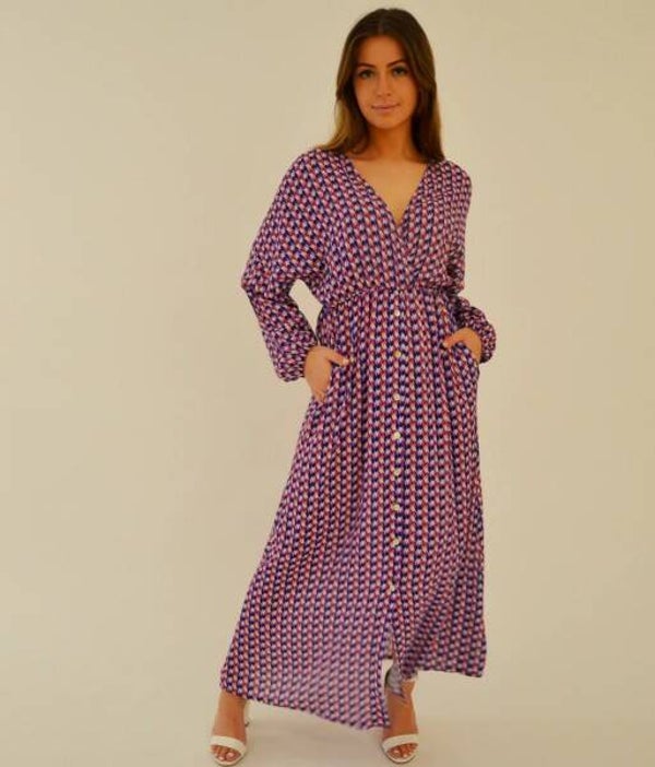 lange jurk met grafisch patroon