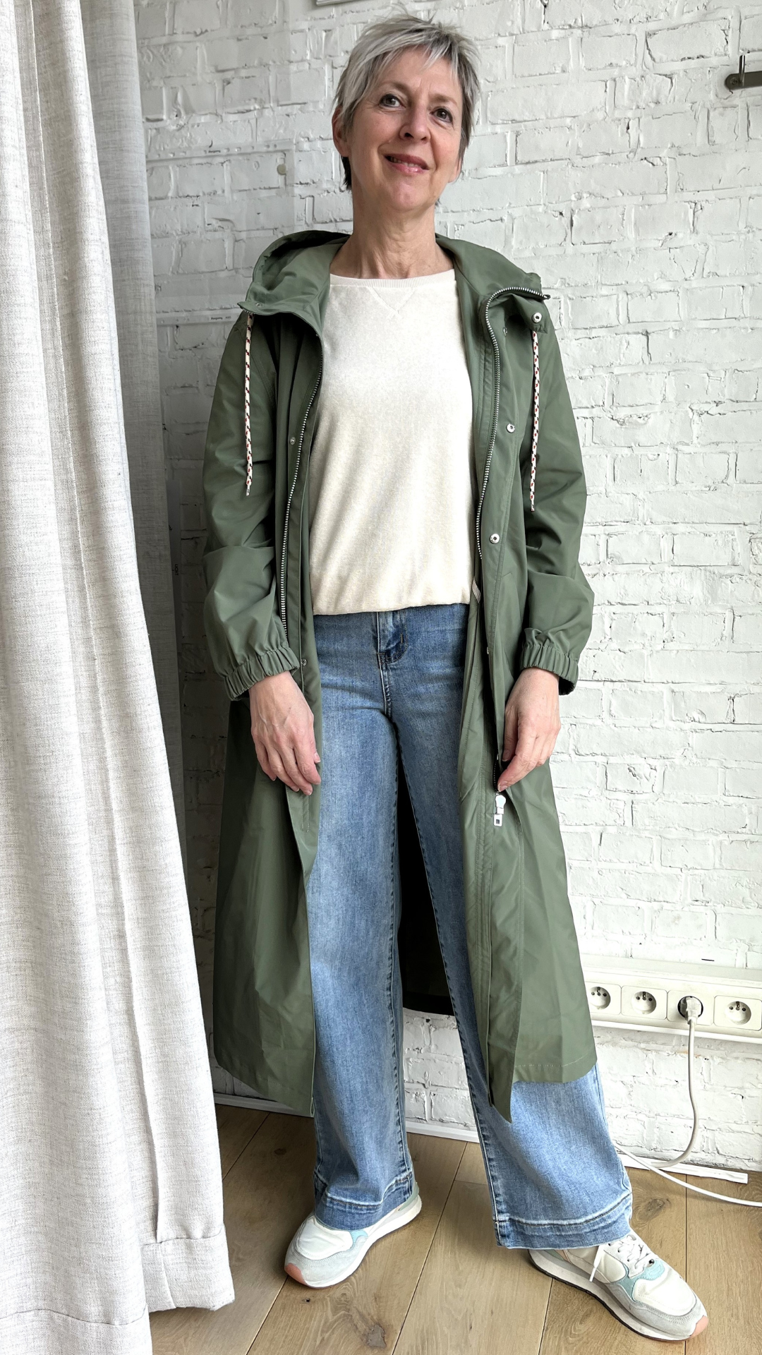 kaki waterafstotende parka met kap