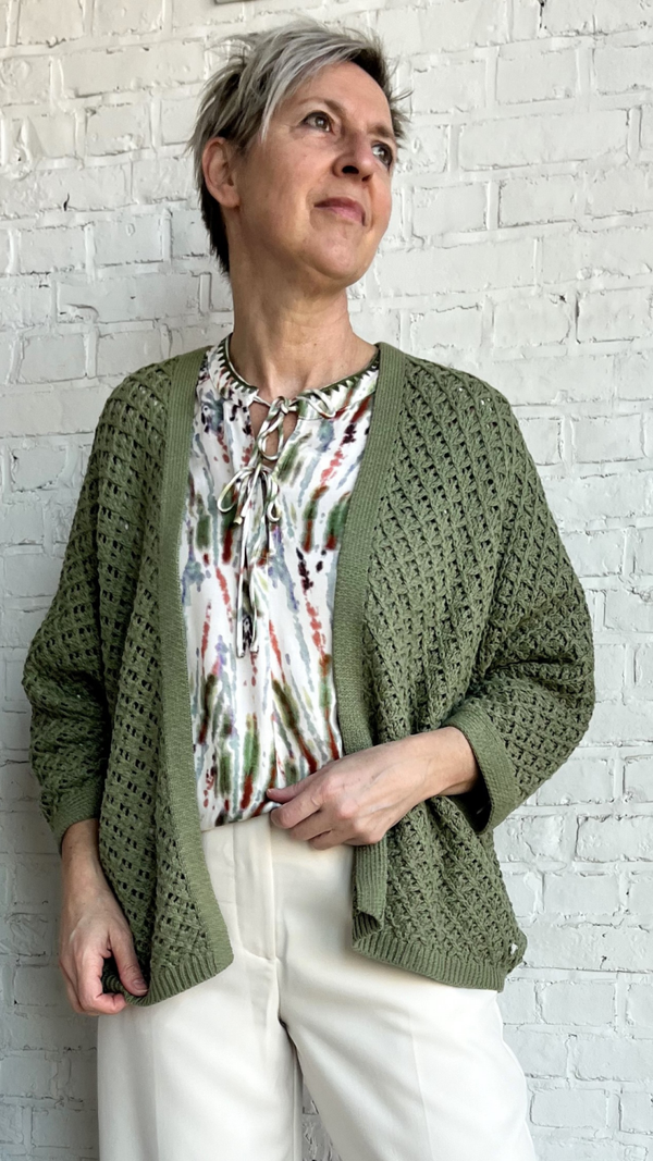 kaki katoenen cardigan