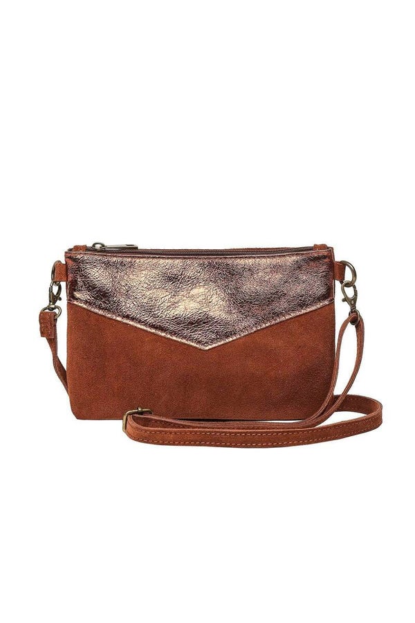 cognackleurig lederen handtasje