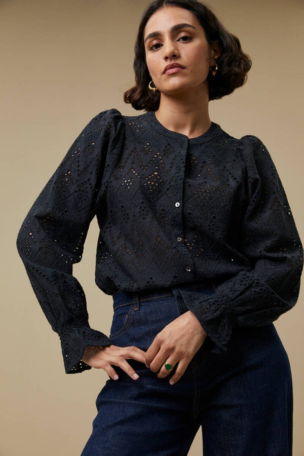 katoenen blouse in engelse kant