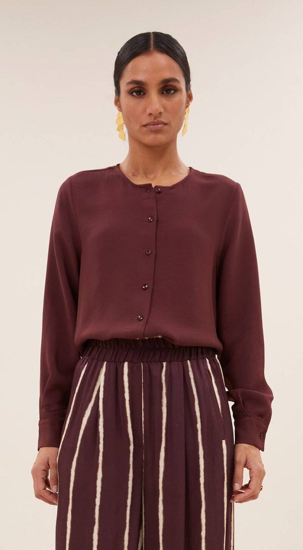 auberginekleurige blouse in zachte viscose