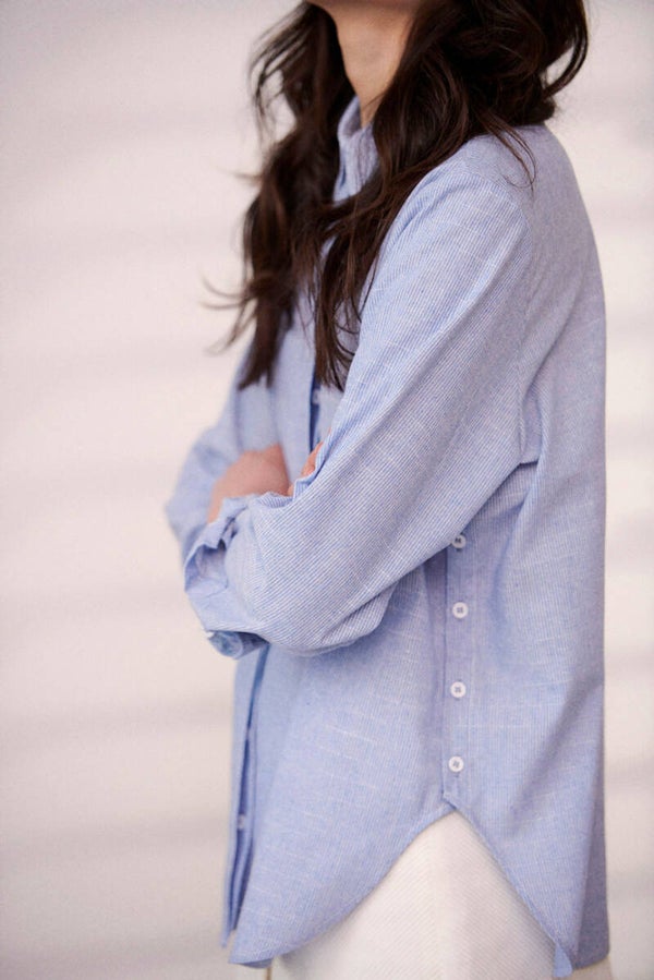 Prachtige tijdloze blouse in denim blue