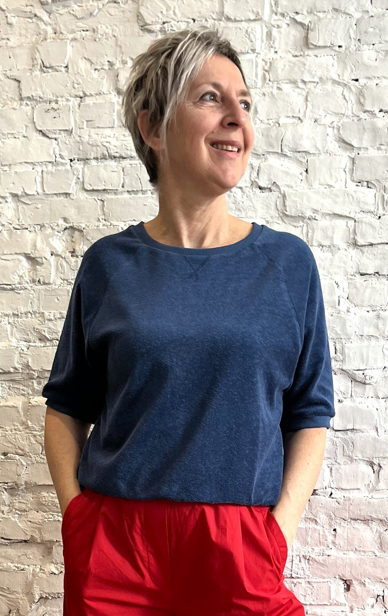 superzachte blauwe top