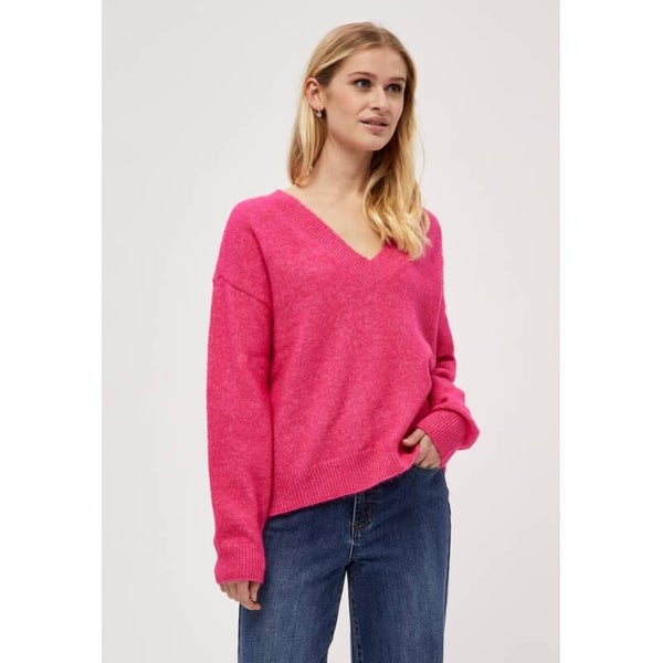 Fuchsia trui met v-hals