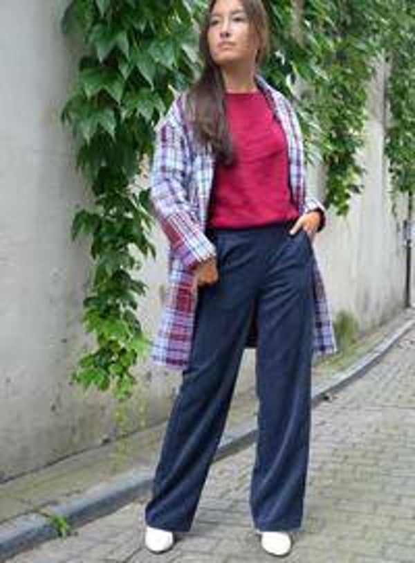 blauwe ribfluwelen broek