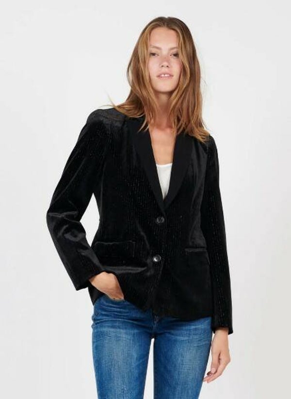 zwarte fluwelen blazer