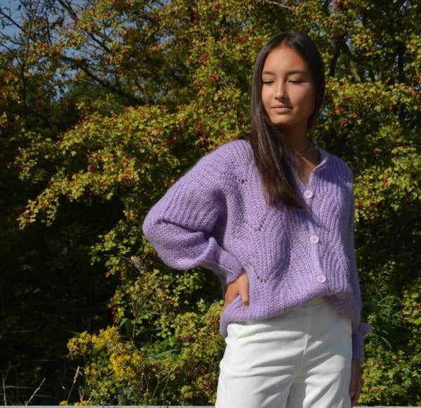 lila oversized cardigan