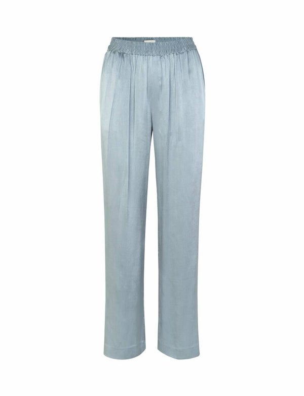 pastelblauwe satijnzachte broek
