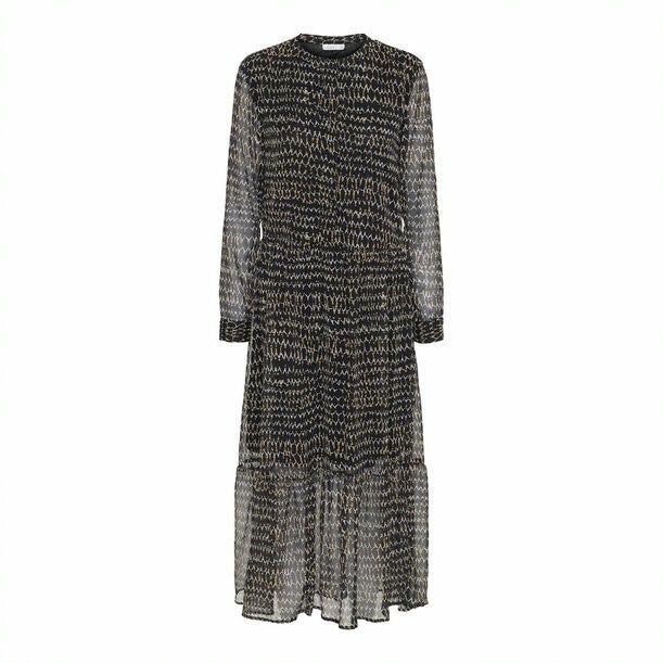 zwarte lange jurk met coole grafische print