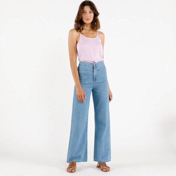 dunne jeans met uitlopende pijpen