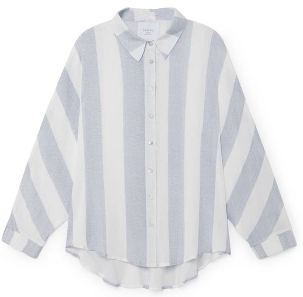 blauw/wit gestreept oversized blousje met vleermuismouwen