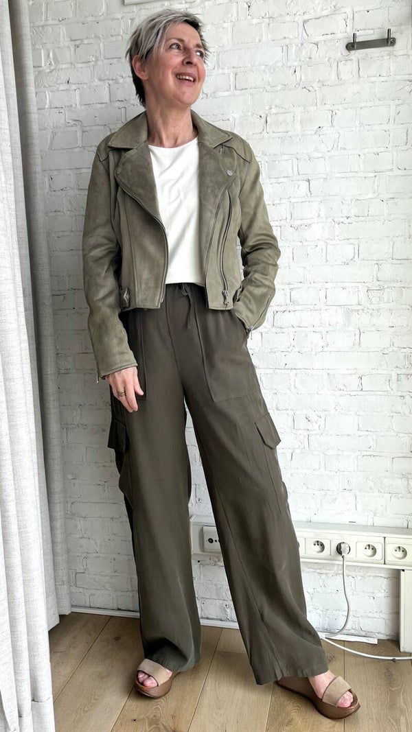 kort kaki bikervestje