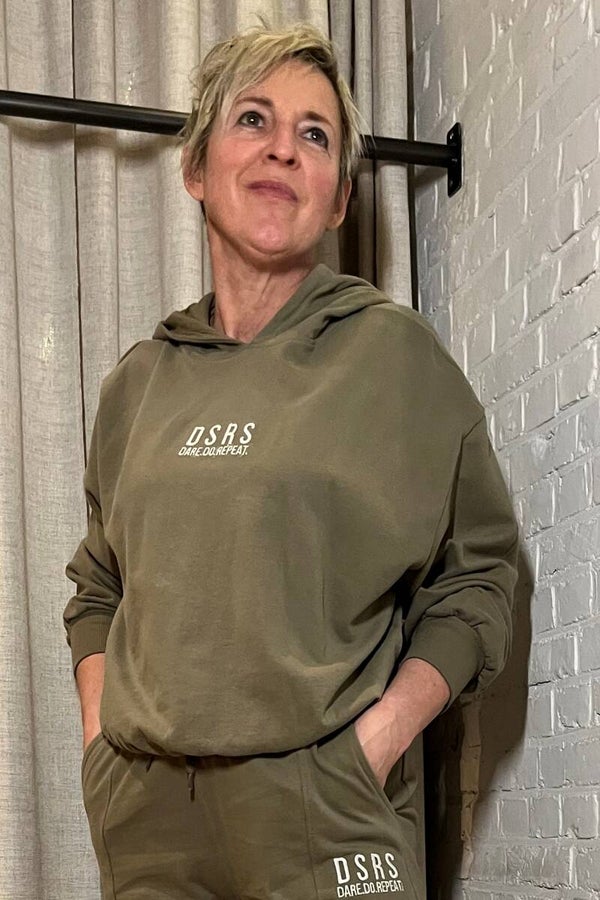 kaki katoenen hoodie