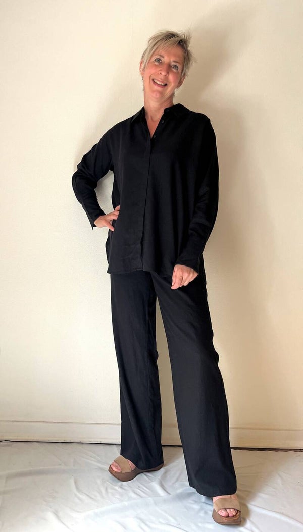 zwarte broek met elastische taille