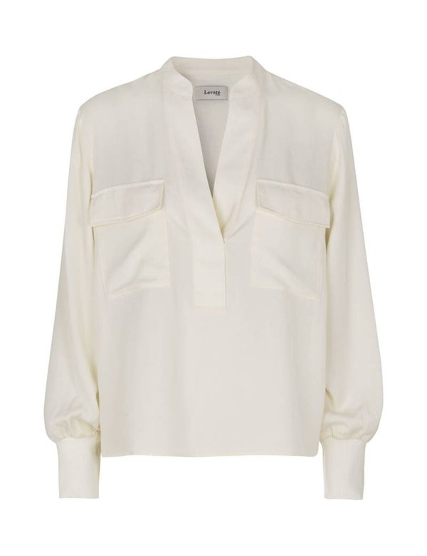 crèmekleurige blouse met v-hals