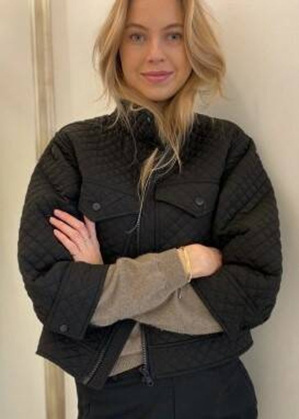 kort zwart quilted jasje