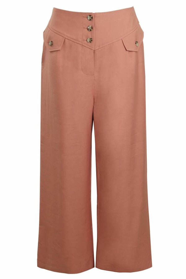 zachtroze broek met hoge taille