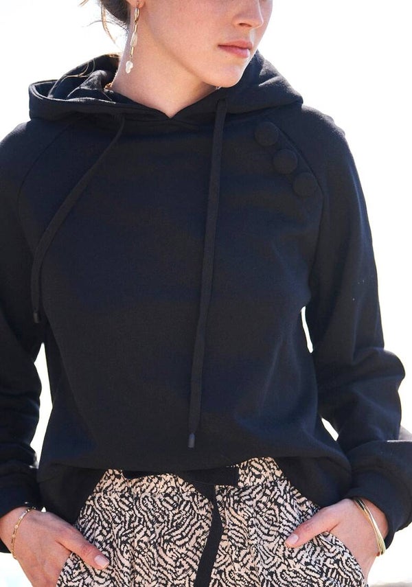 zwarte hoodie (100% katoen)