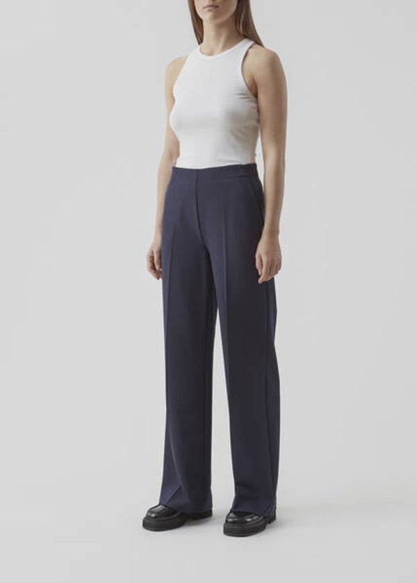 marineblauwe broek met rechte pijpen