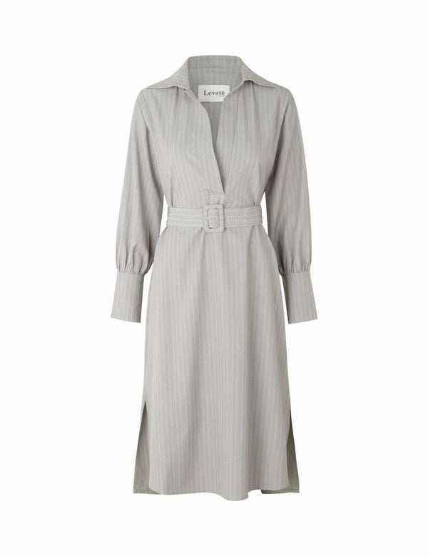 groengrijze jurk met v-hals