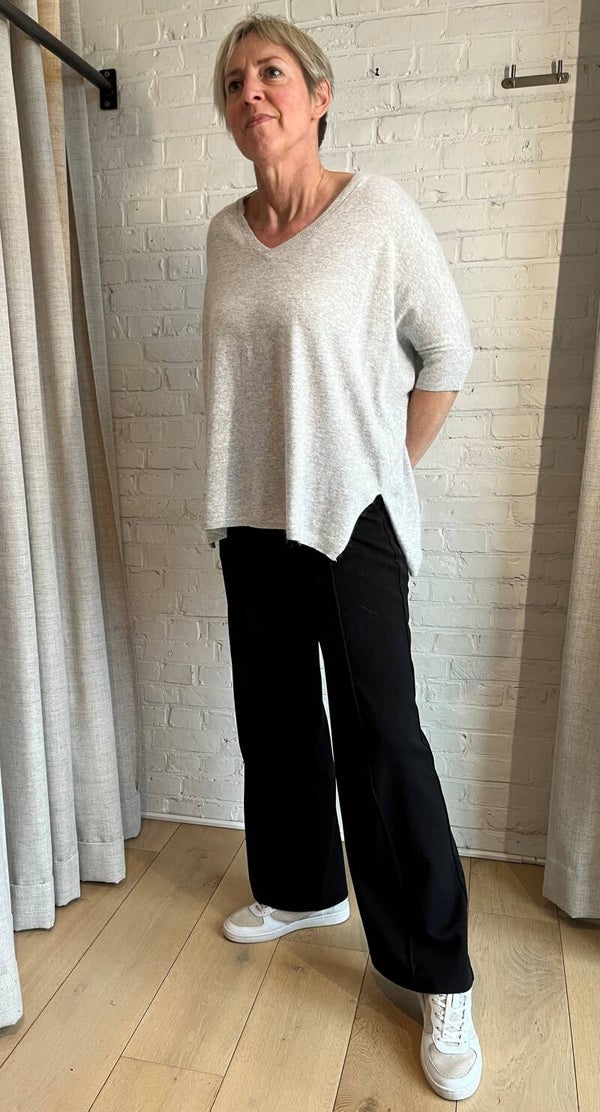 superzachte losse lichtgrijze trui