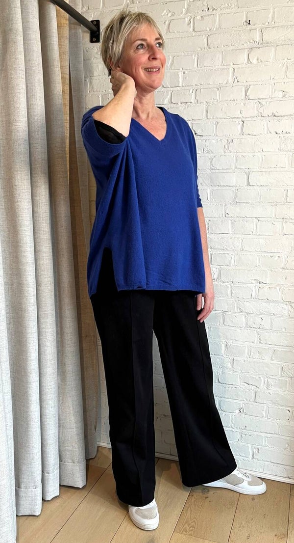 superzachte losse kobaltblauwe trui