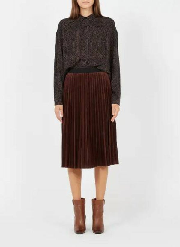 zwarte blouse met oudroze grafische print