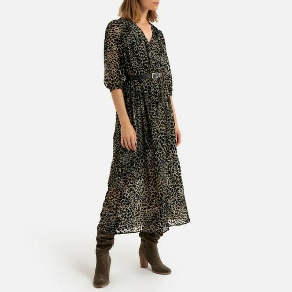 groene jurk met fluwelen dierenprint