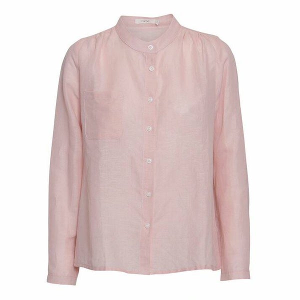 zachtroze blouse 50% katoen 50% linnen
