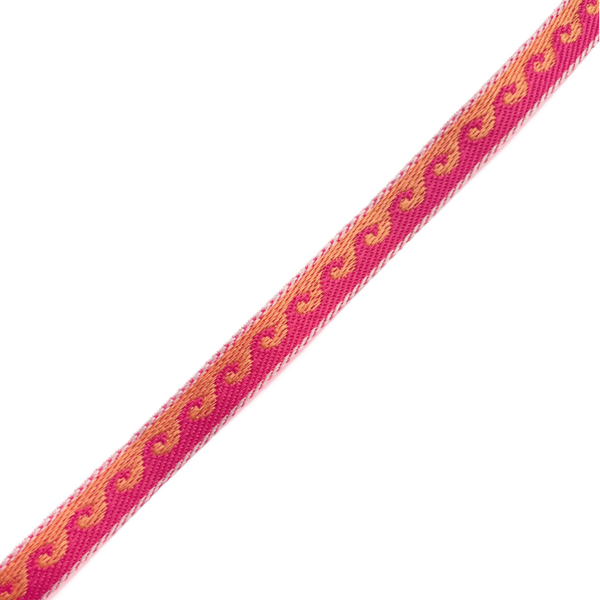 1 meter lint golfjes roze/oranje