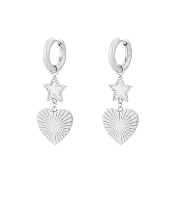 Oorbellen ✰ ster hart zilver