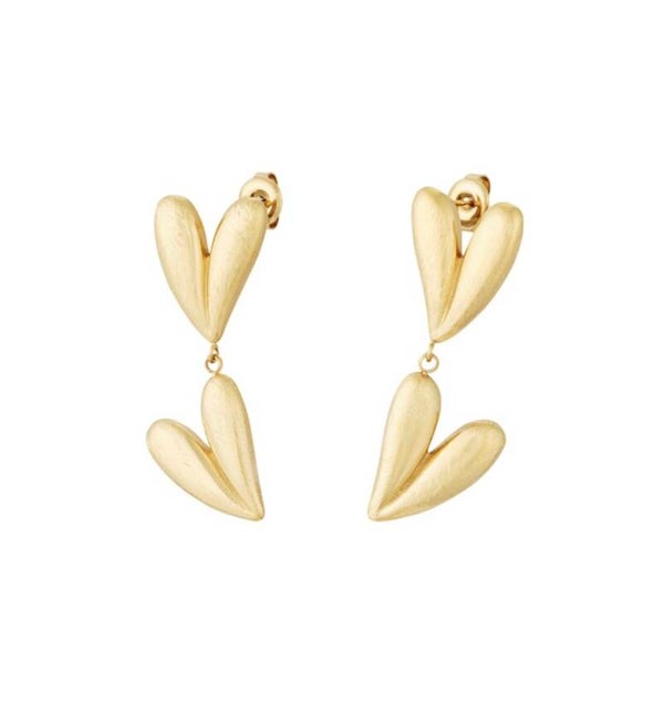 Oorbellen ✰ double heart goud