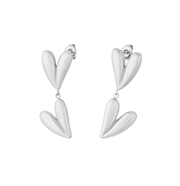 Oorbellen ✰ double heart zilver