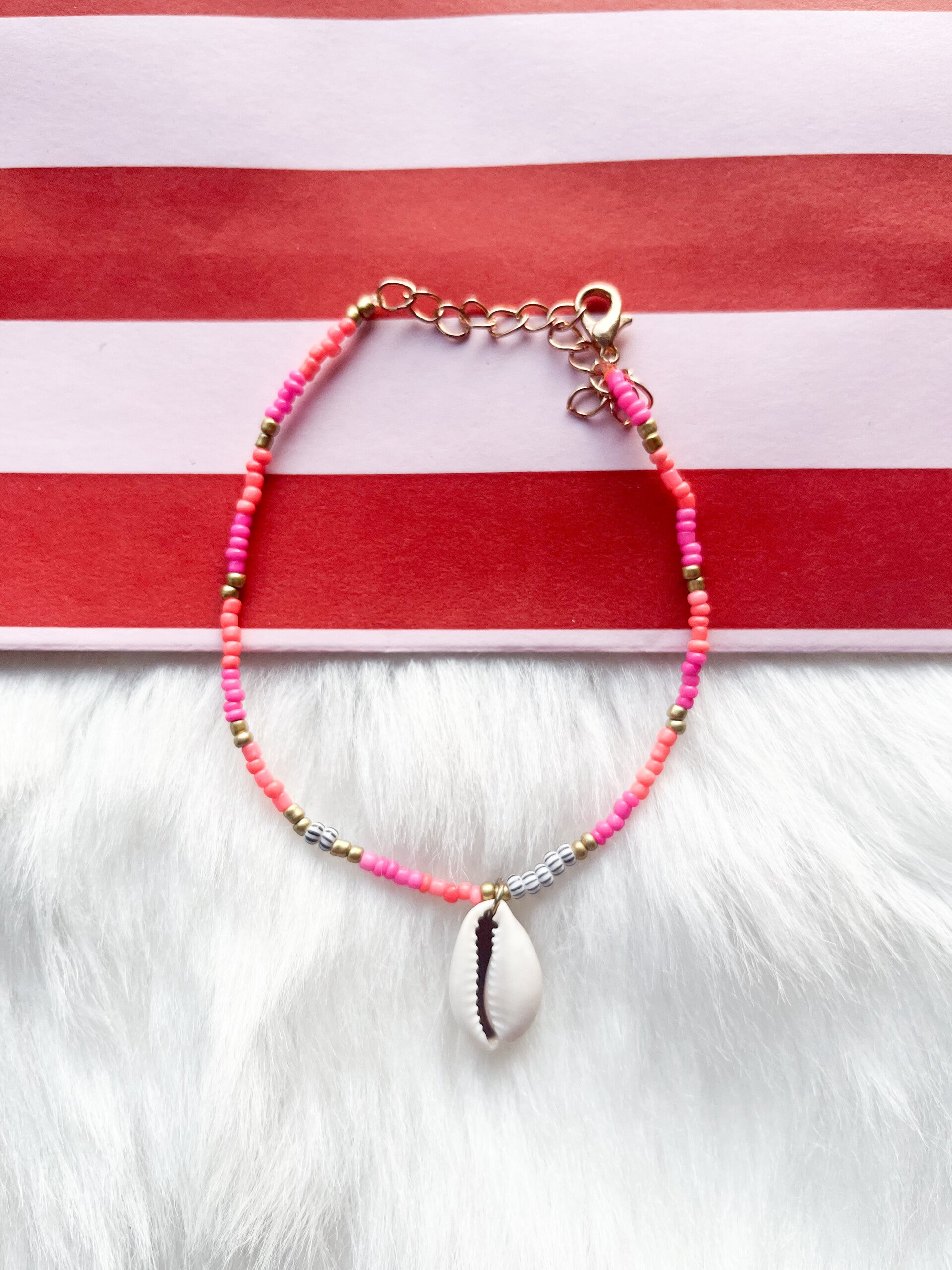 Enkelbandje ✰ Roze schelp