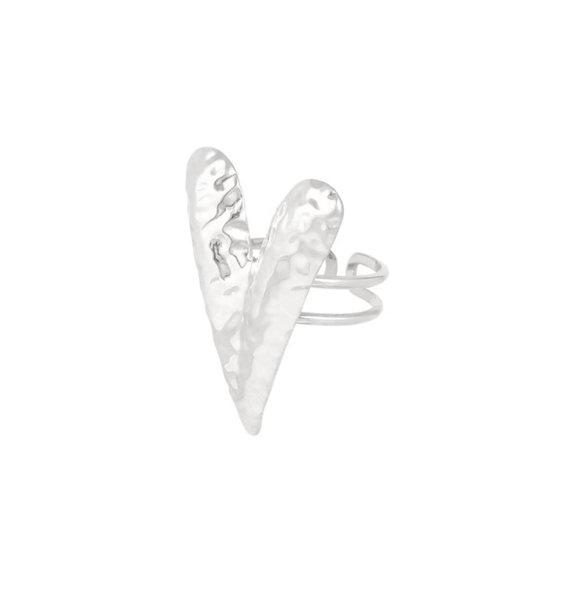 Ring ✰ big heart zilver