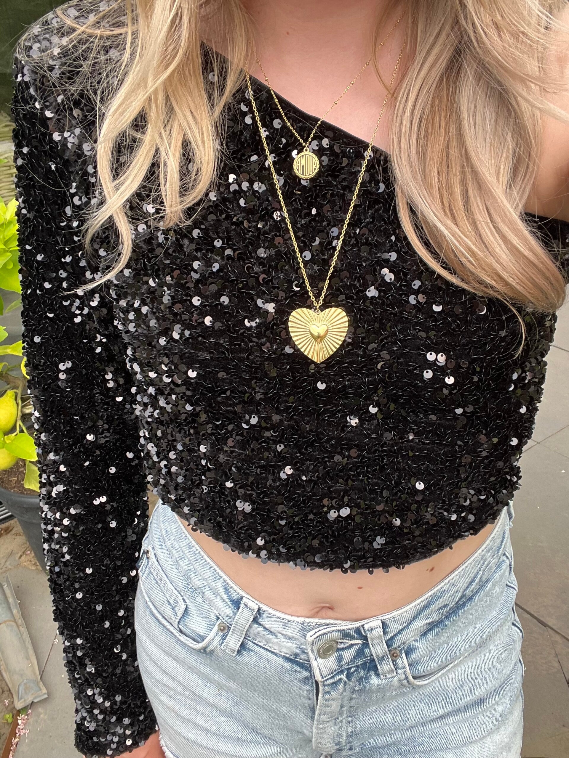 Top ✰ glitter zwart