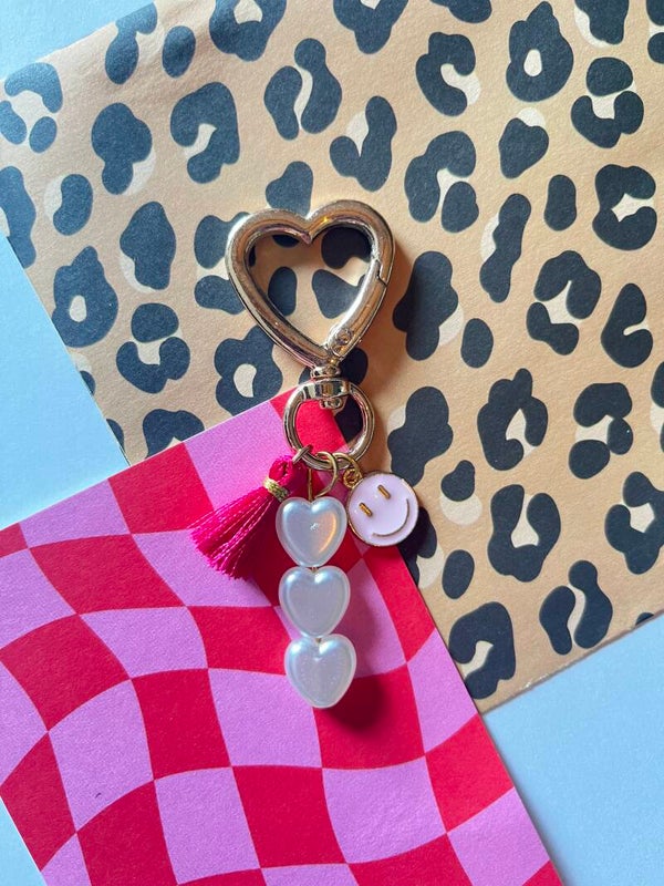 Sleutelhanger ✰ roze smiley