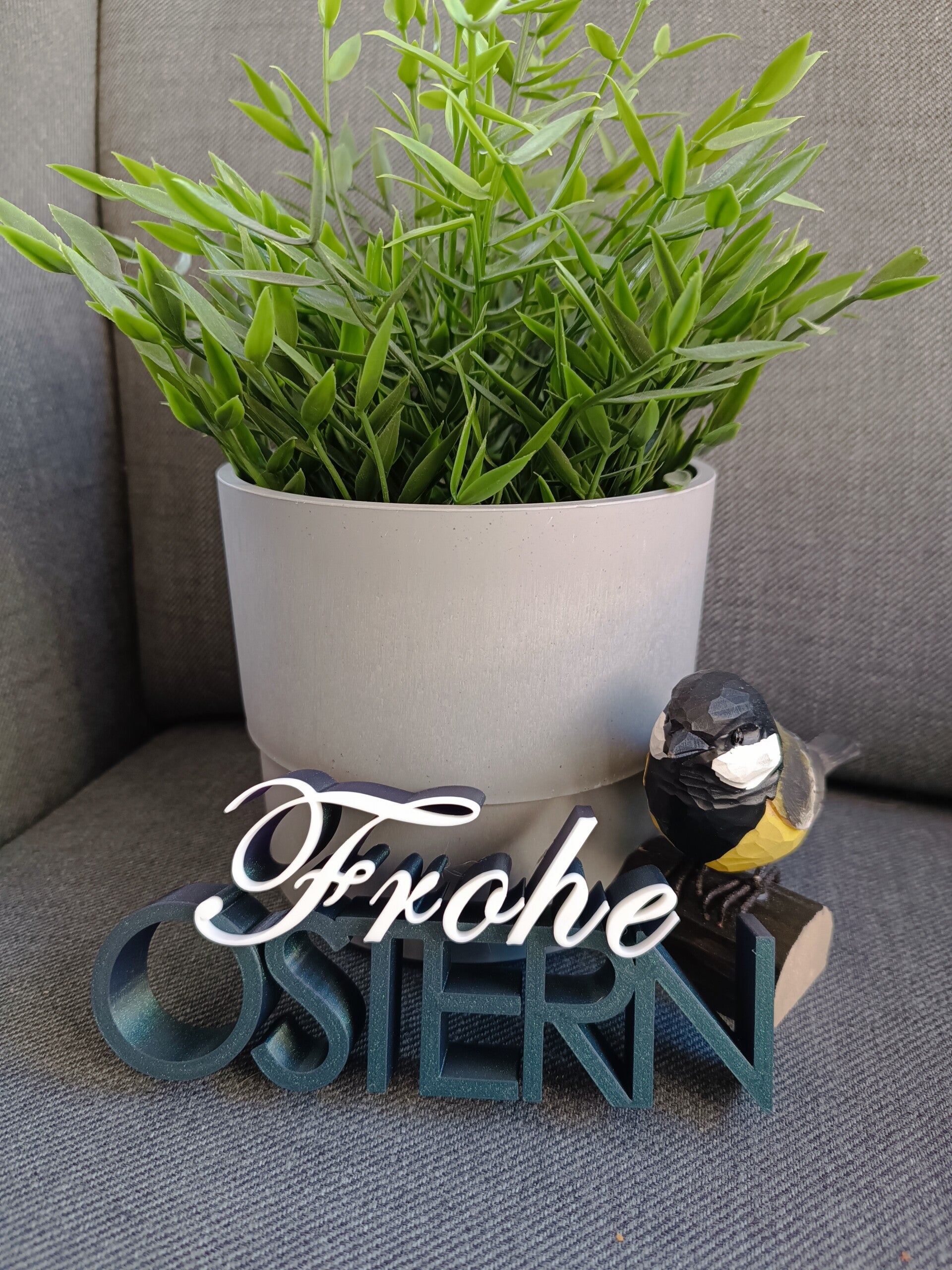 Schriftzug Spruch „Frohe Ostern“ - 3D Druck - zweifarbig