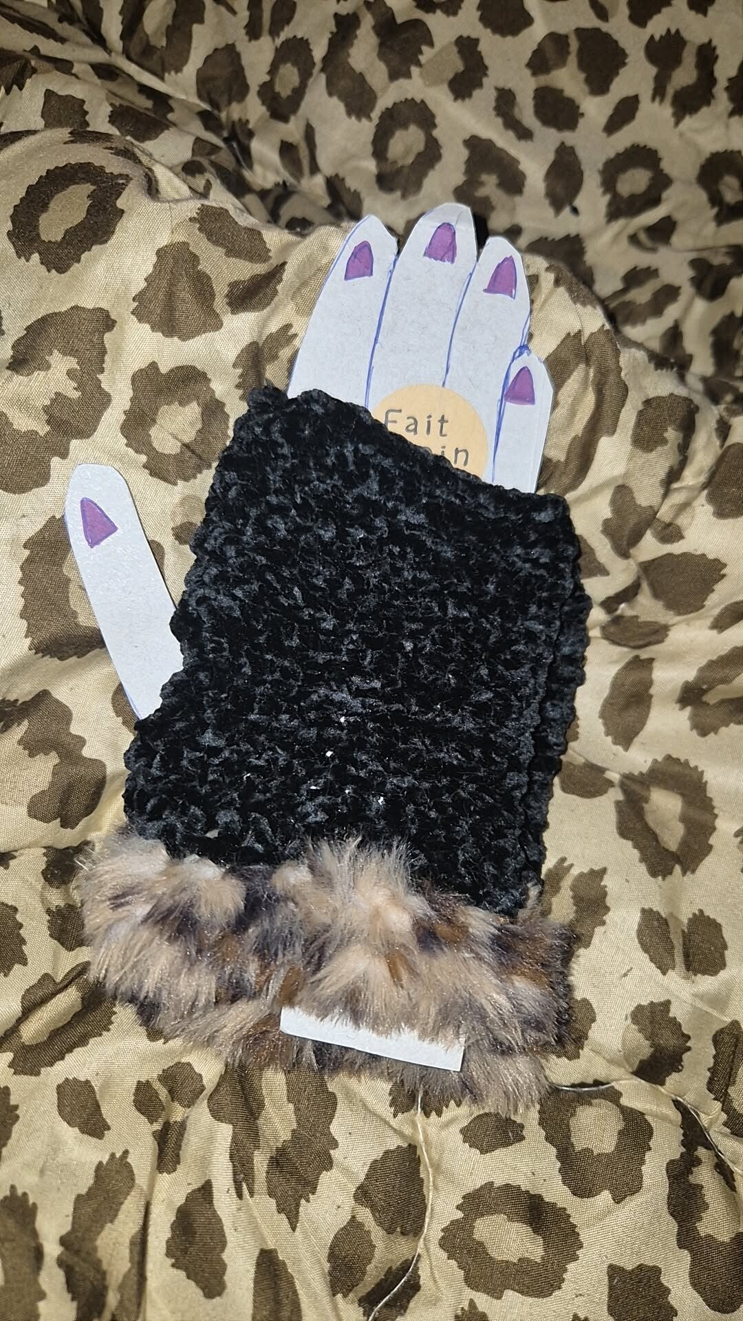 Mitaines noir leopard