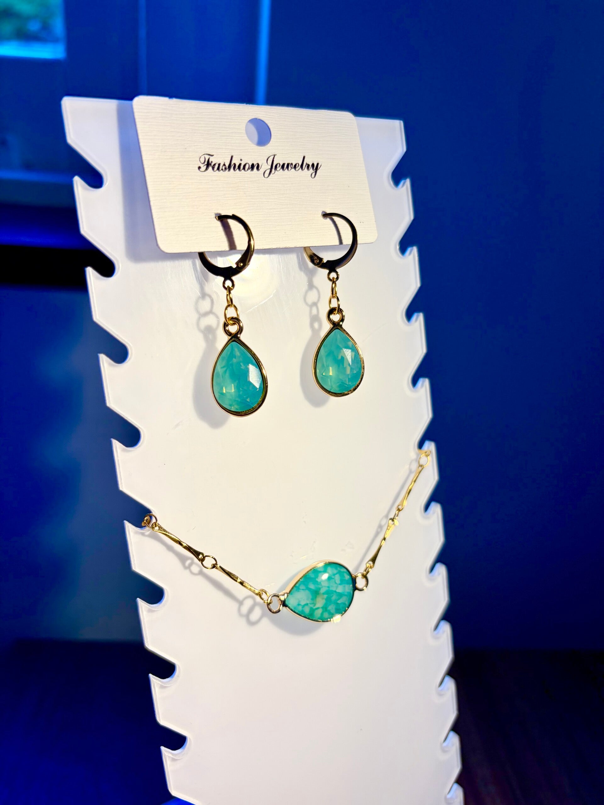 Set Swarovski oceaan green oorbellen en groene Agaat armband