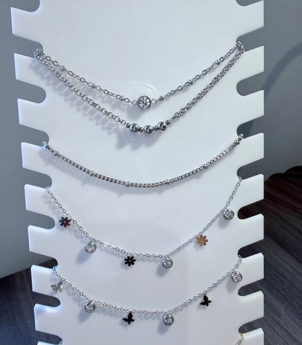 Zilverkleurige Dubbel Layer Enkelband met Zirkonia – Stainless Steel