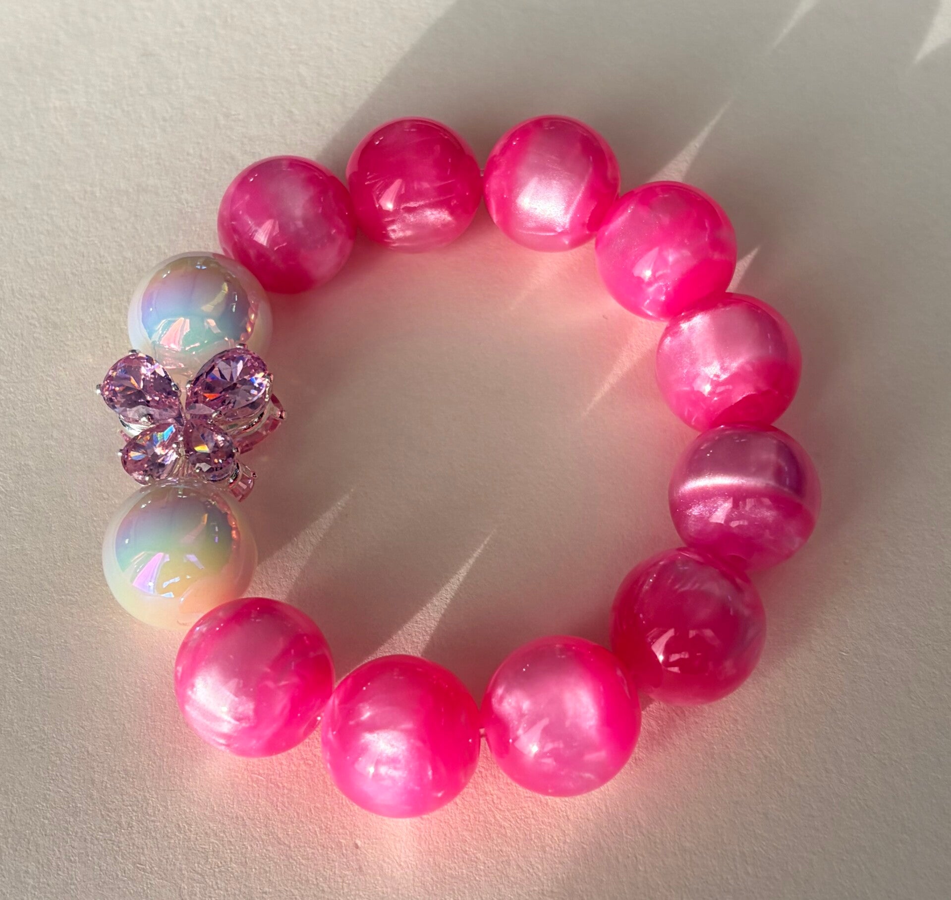 Pink Pearl Butterfly Armband