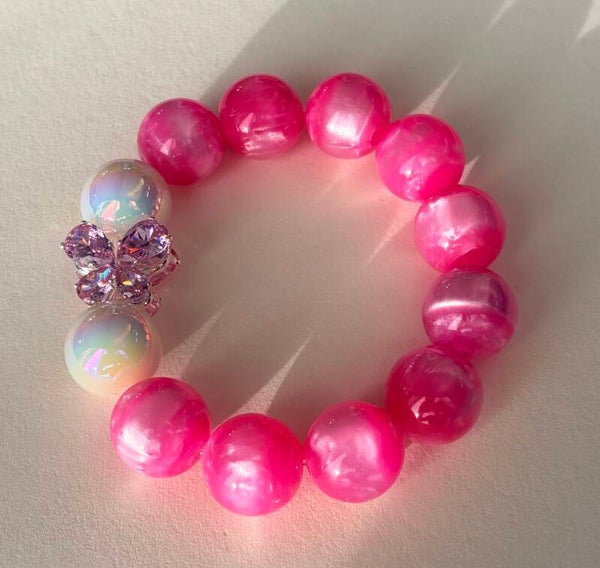 Pink Pearl Butterfly Armband
