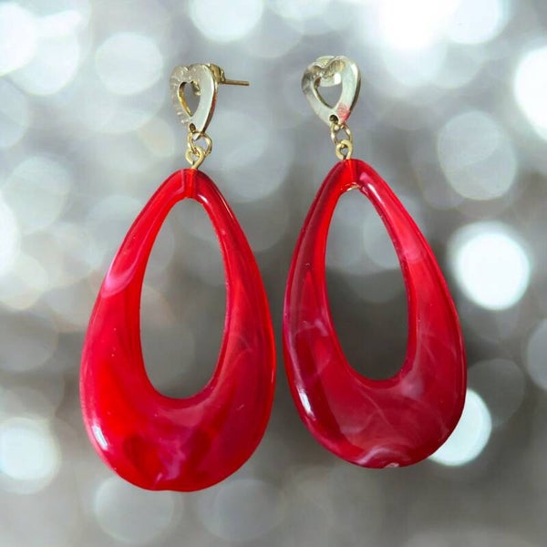 Oorbellen rood met wit
